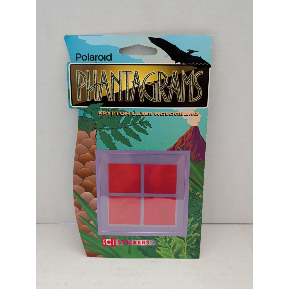 Polaroid Phantagrams 3D Stickers 3-D Dinosaurs Orange Krypton Laser Holograms